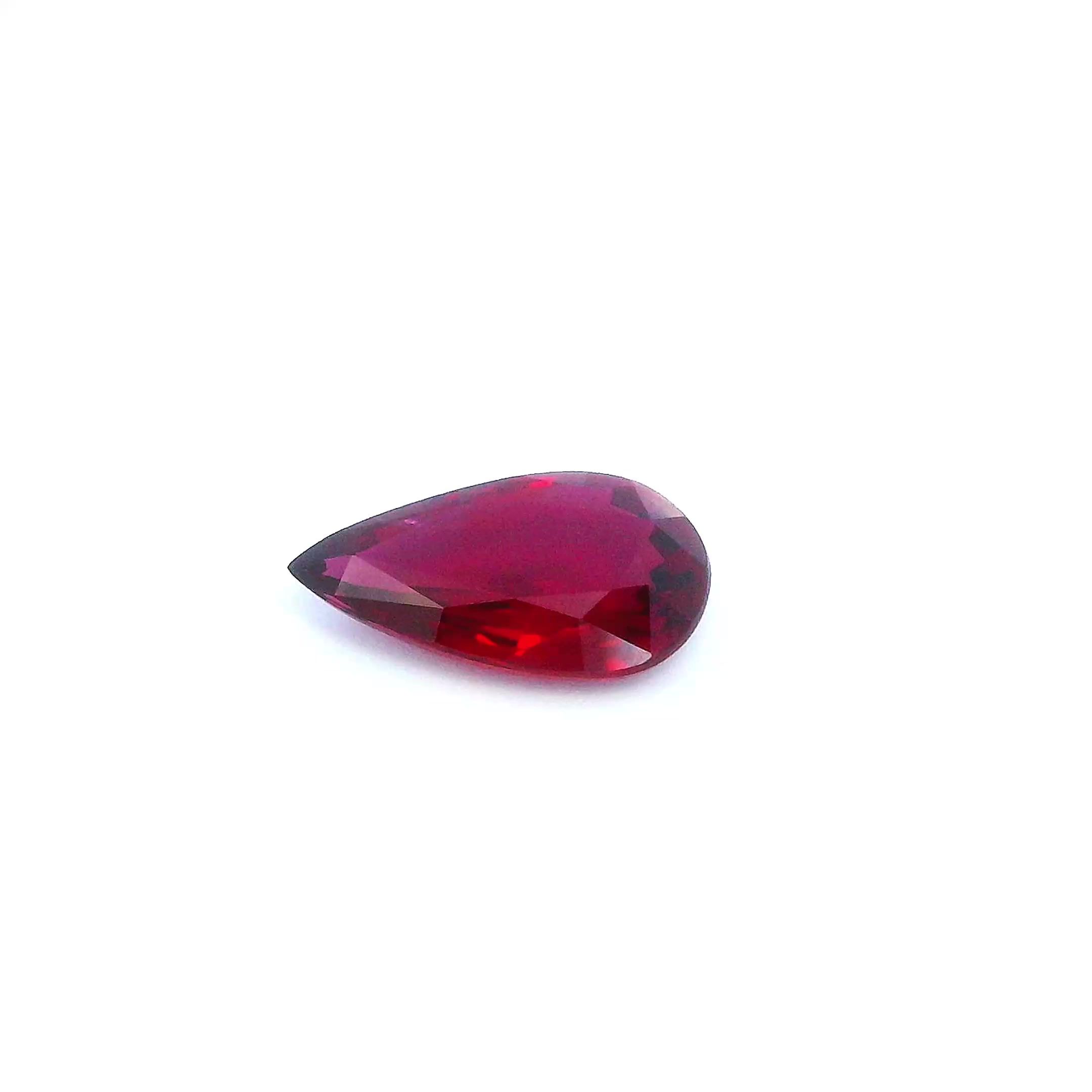 1.73 ct Pear Red Natural Ruby
