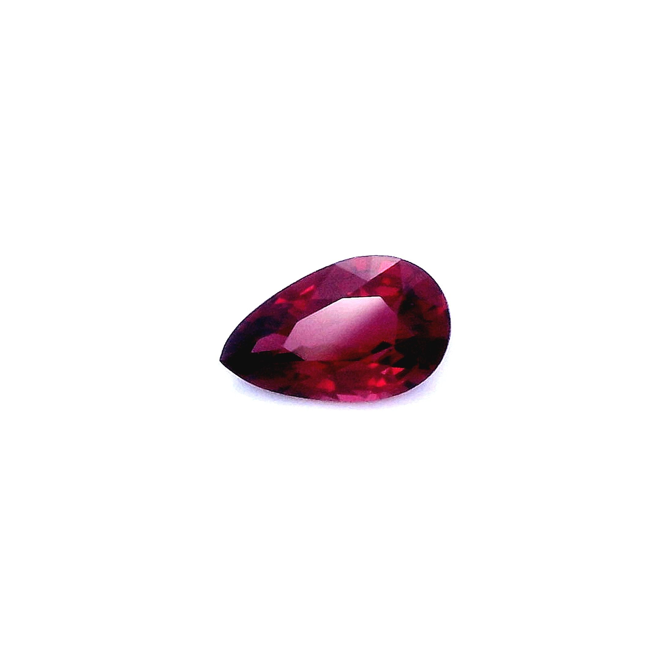 0.66 ct Pear Red Natural Ruby