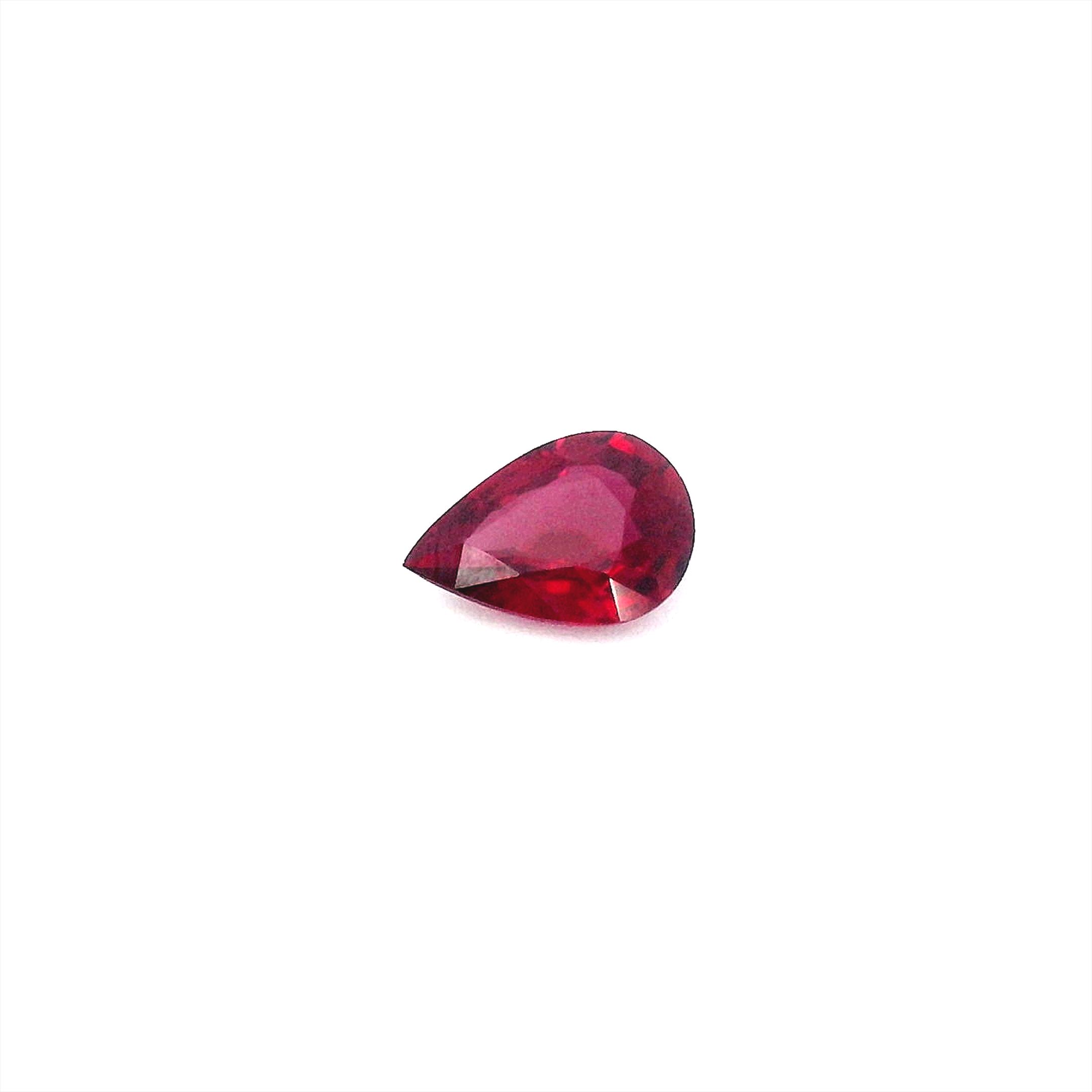 0.51 ct Pear Red Natural Ruby