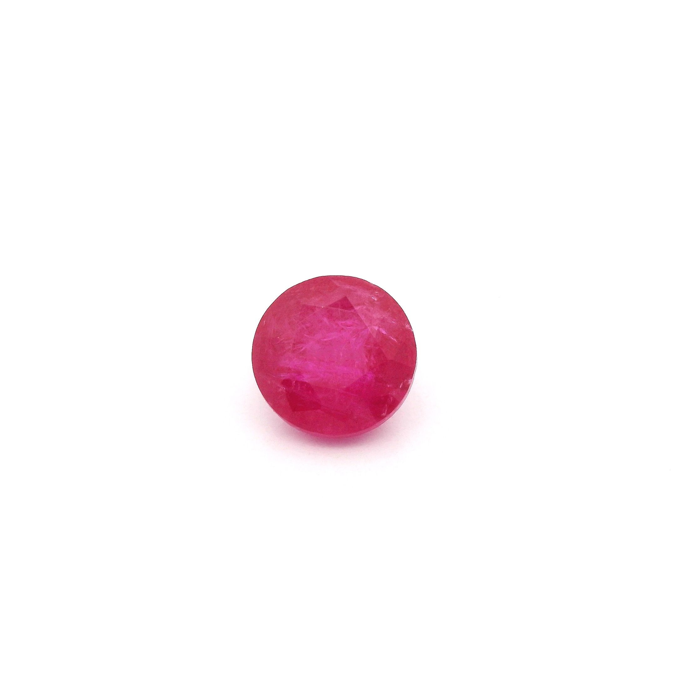1.30 ct Round Red Natural Ruby