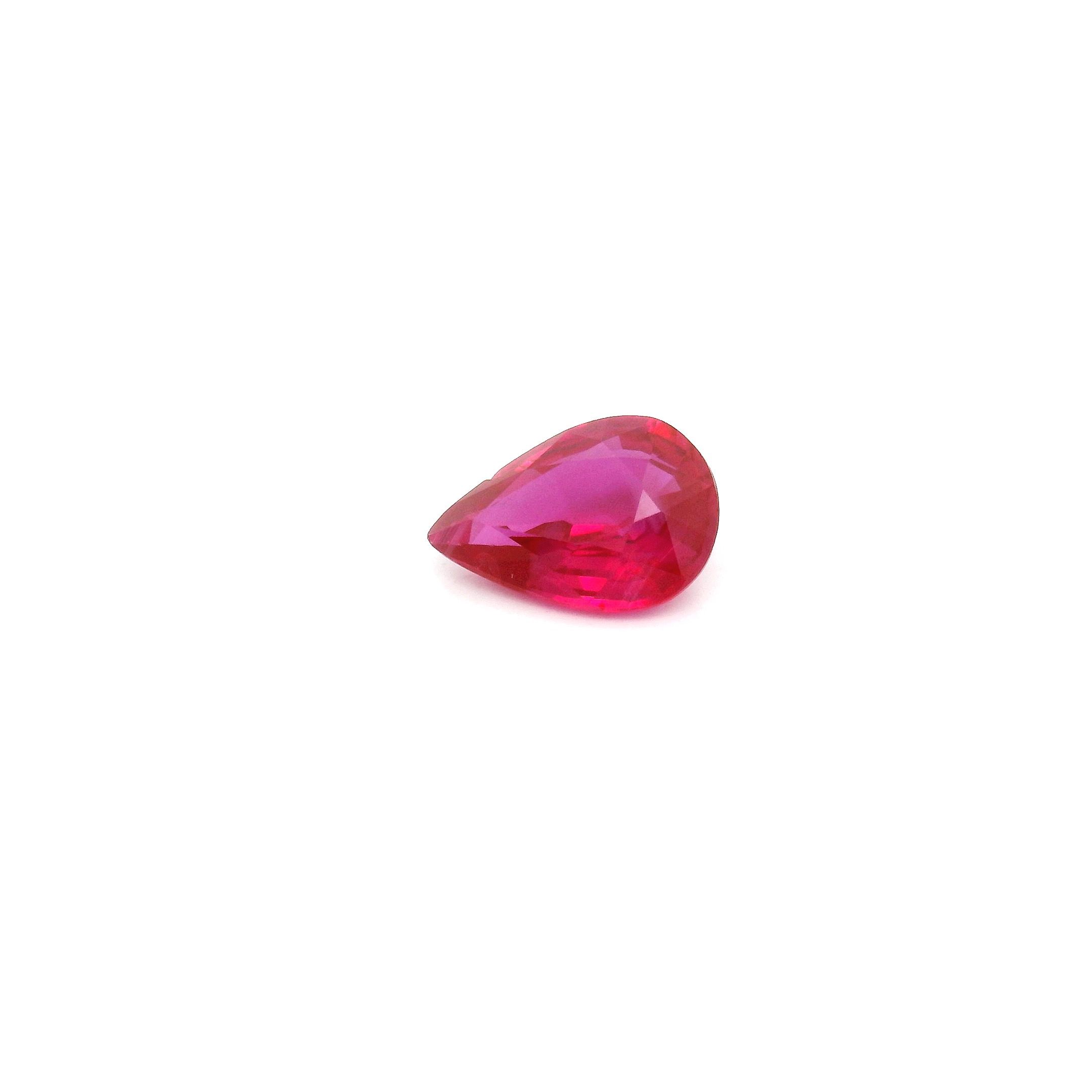 0.69 ct Pear Red Natural Ruby