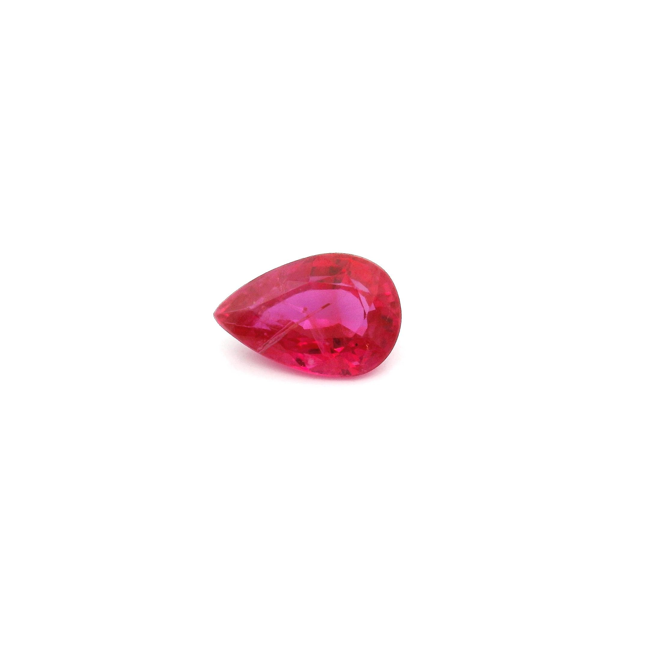 0.87 ct Pear Red Natural Ruby