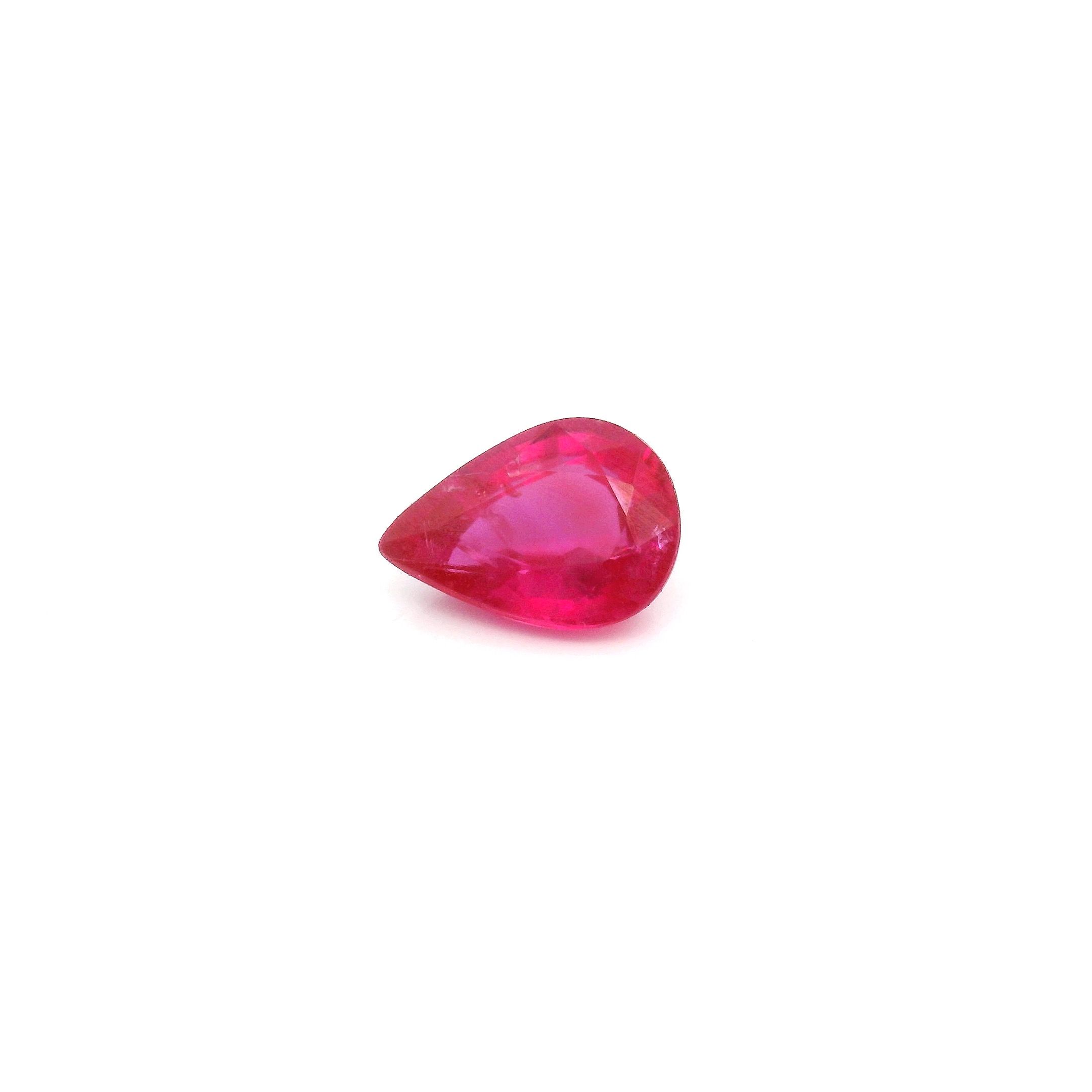 0.82 ct Pear Red Natural Ruby