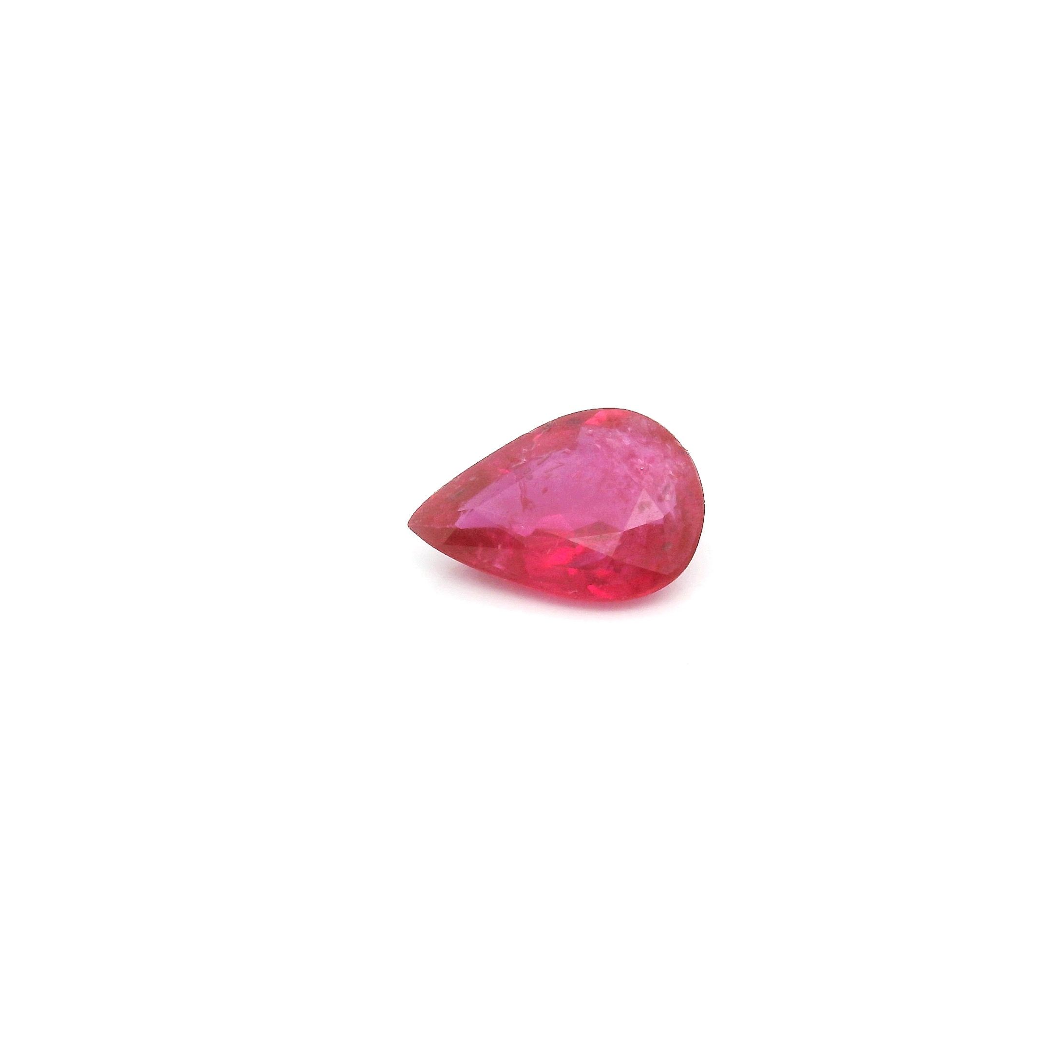 0.63 ct Pear Red Natural Ruby