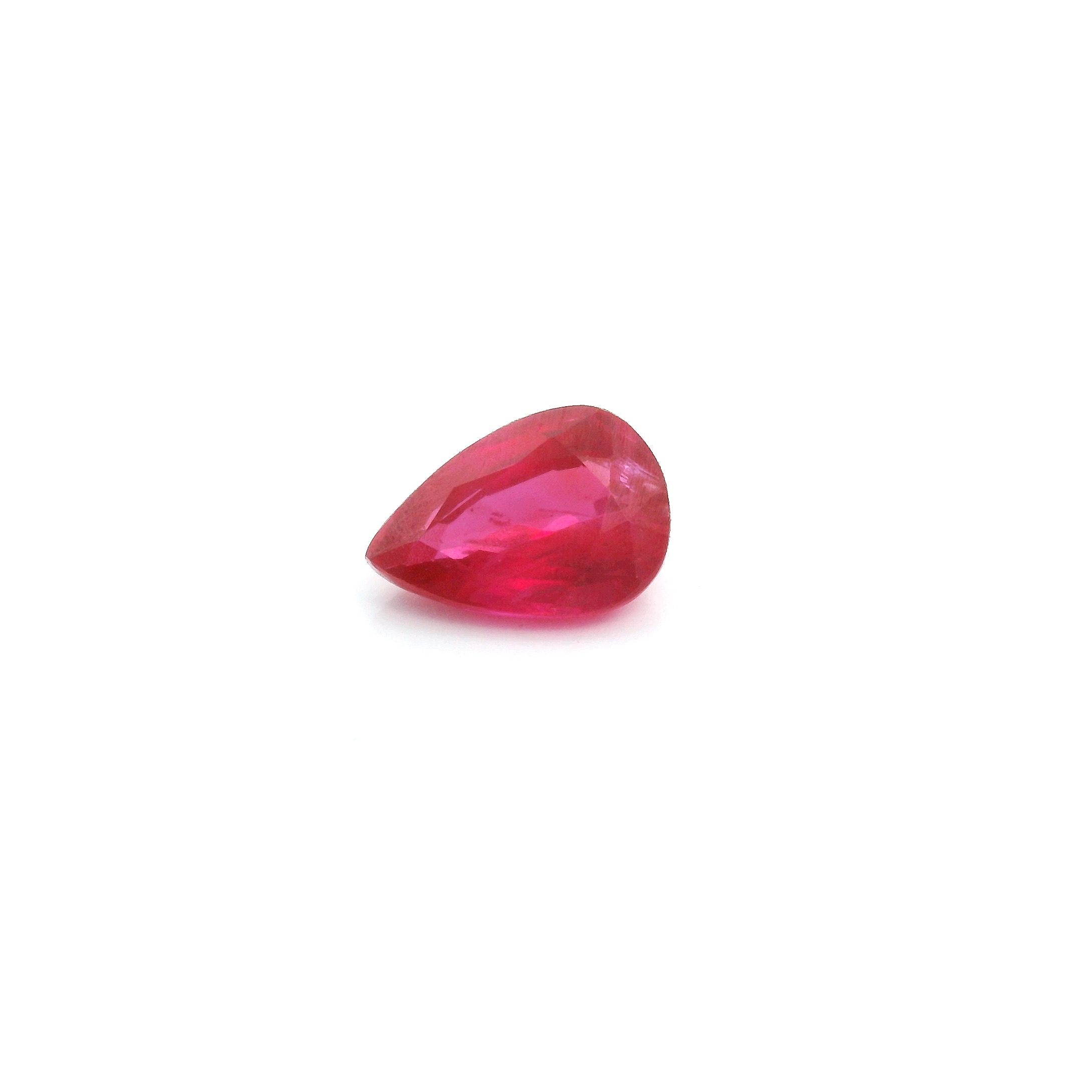 0.91 ct Pear Red Natural Ruby