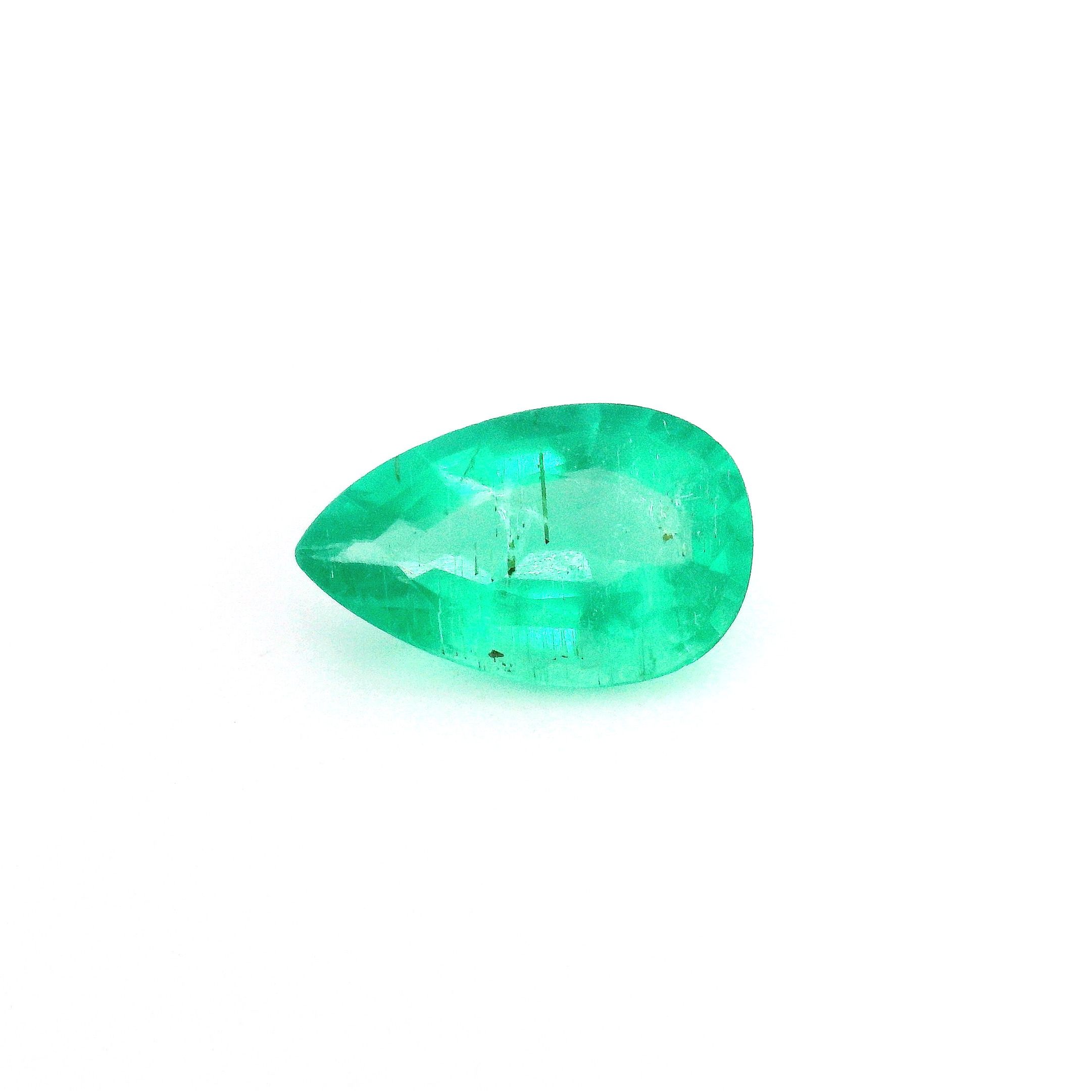 1.56 ct Pear Green Natural Emerald
