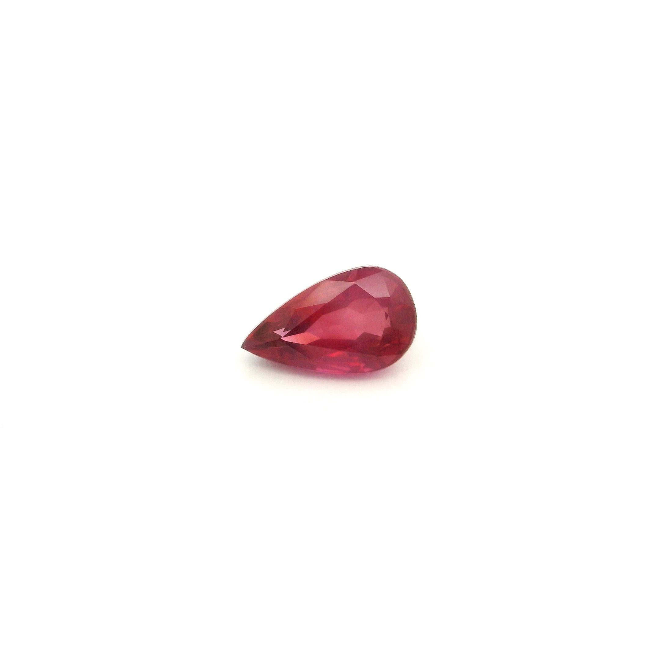 0.96 ct Pear Red Natural Ruby