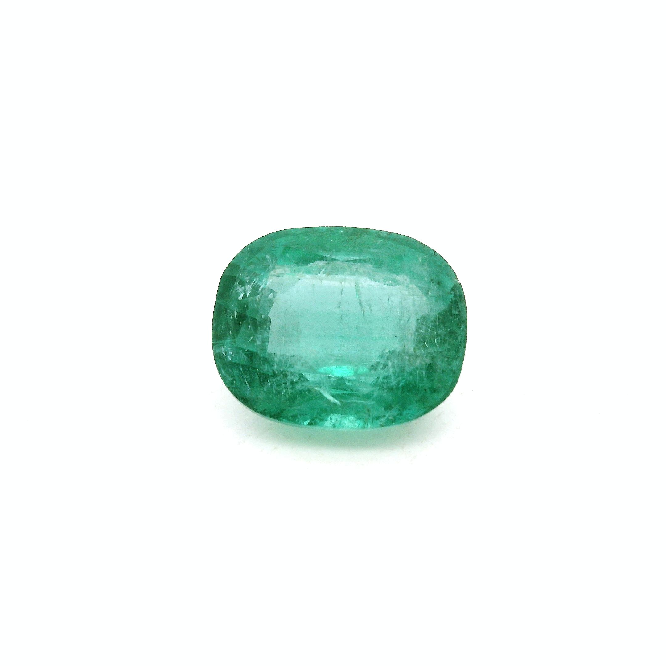 3.24 ct Cushion Green Natural Emerald