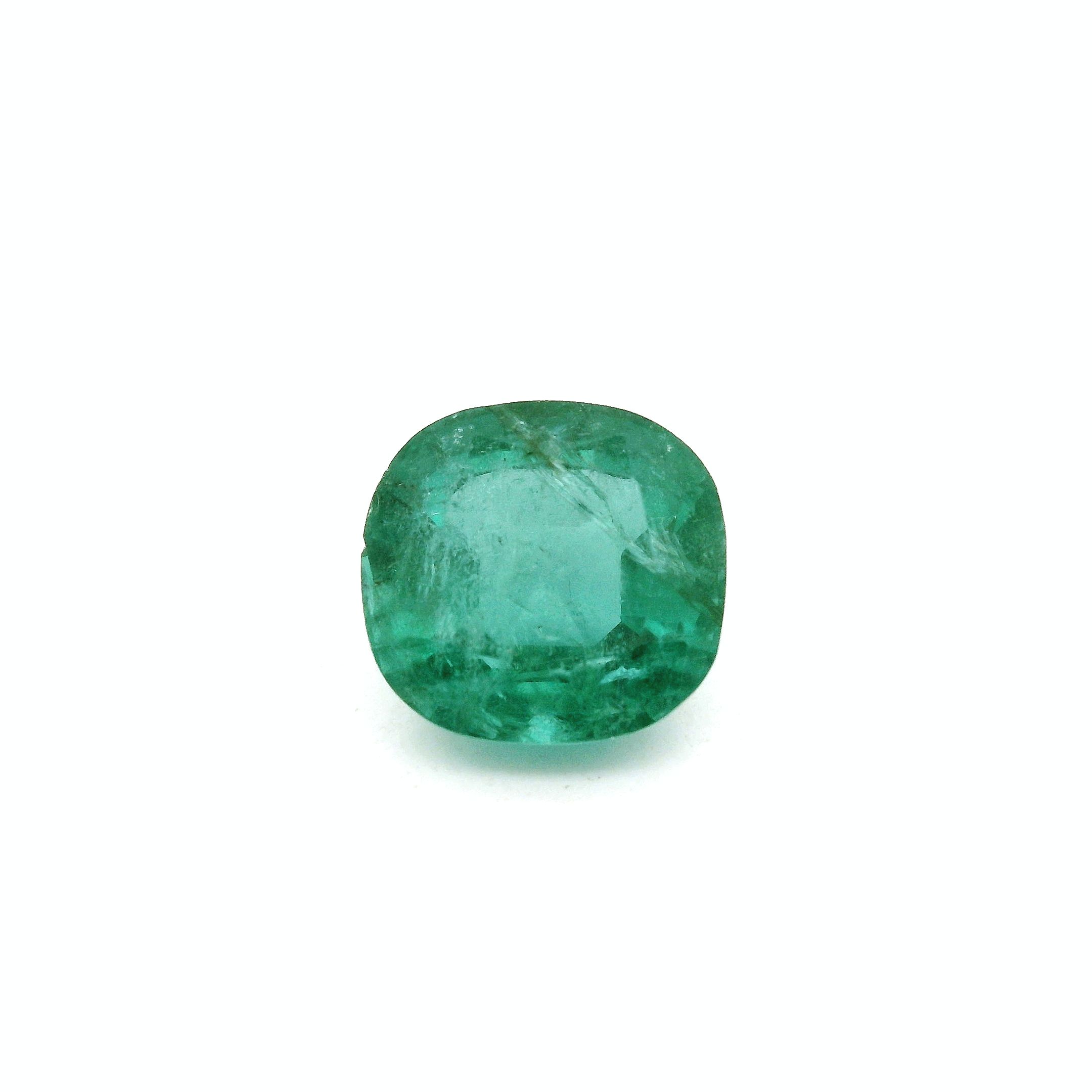 2.91 ct Cushion Green Natural Emerald