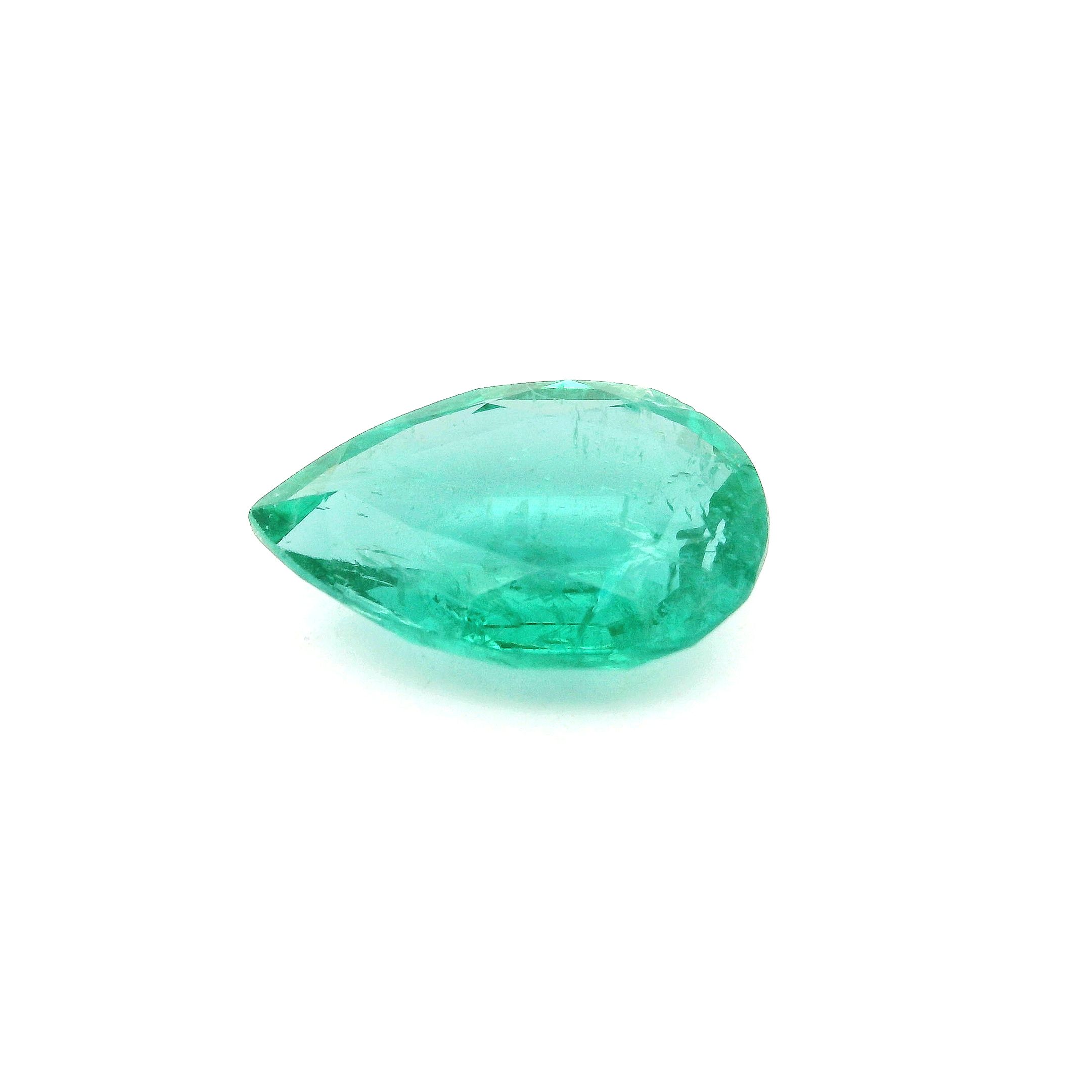 3.97 ct Pear Green Natural Emerald