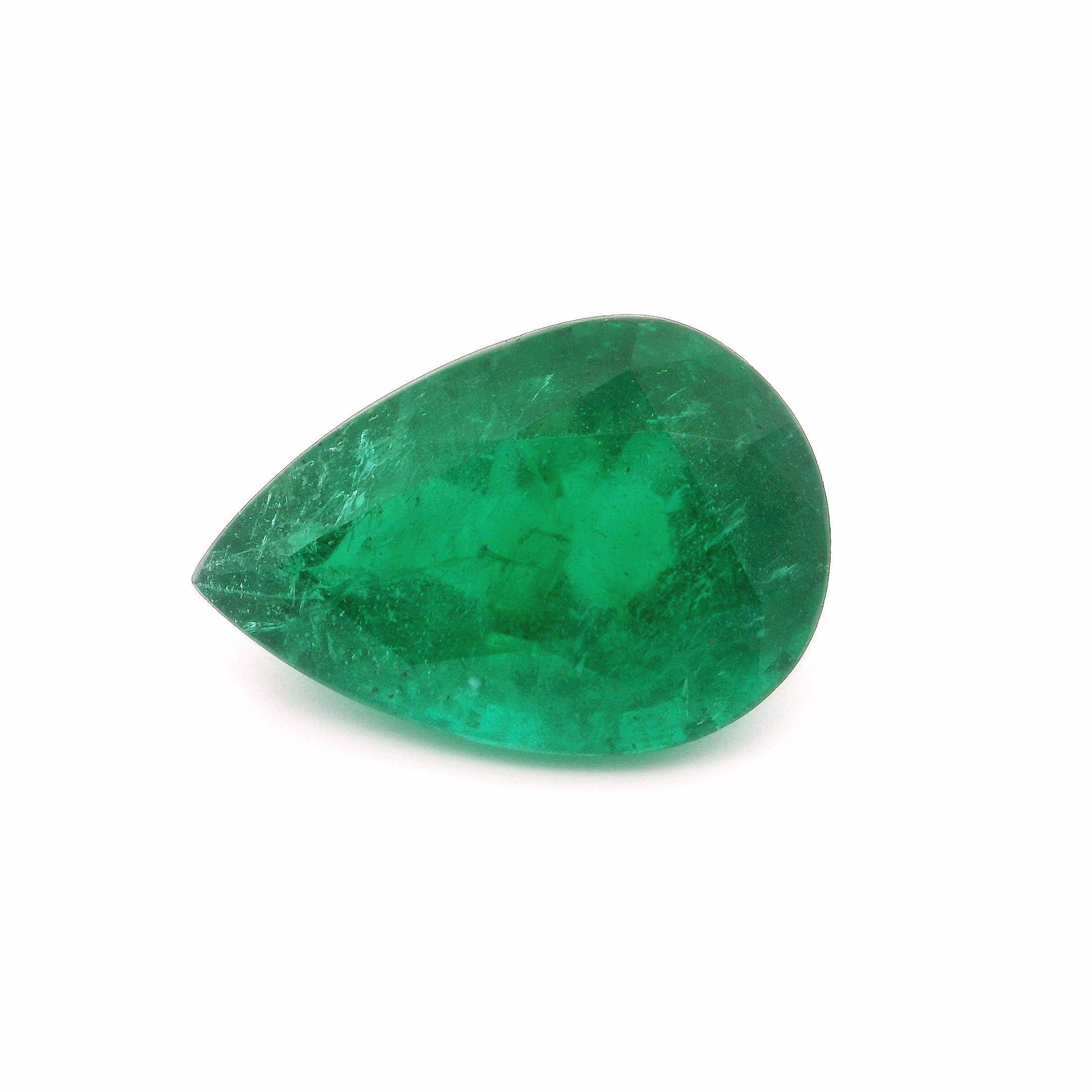 11.50 ct Pear Green Natural Emerald