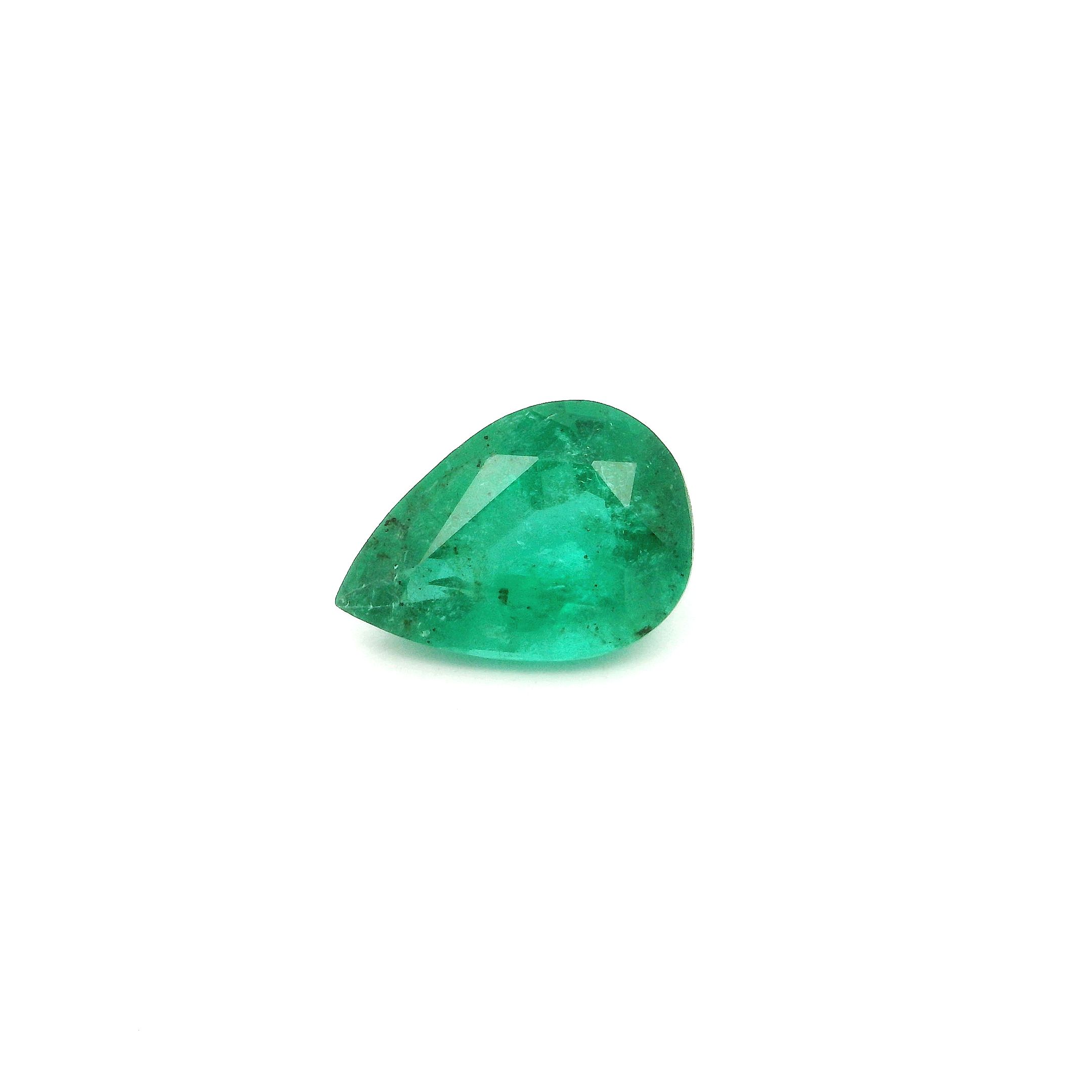 1.67 ct Pear Green Natural Emerald
