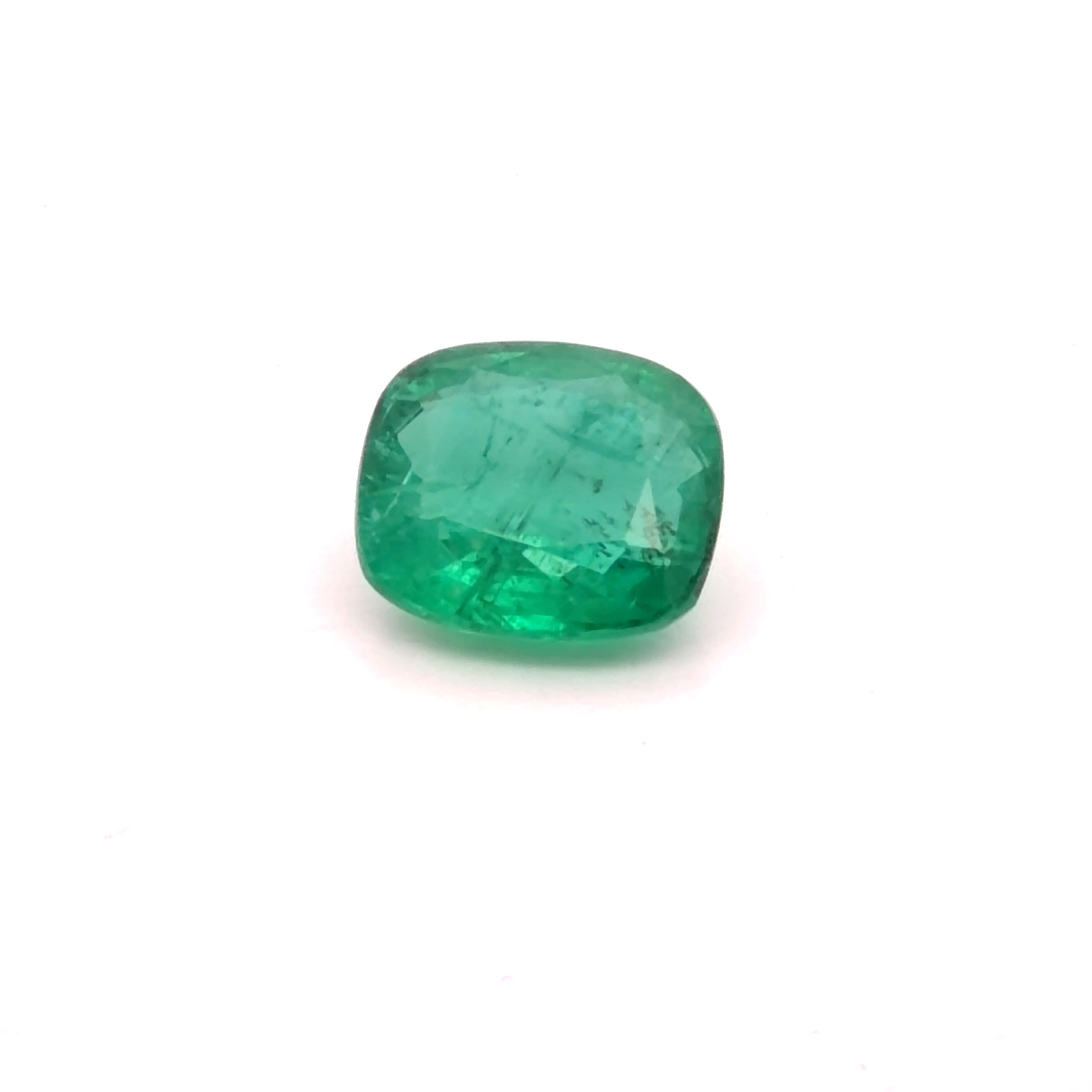 4.13 ct Cushion Green Natural Emerald