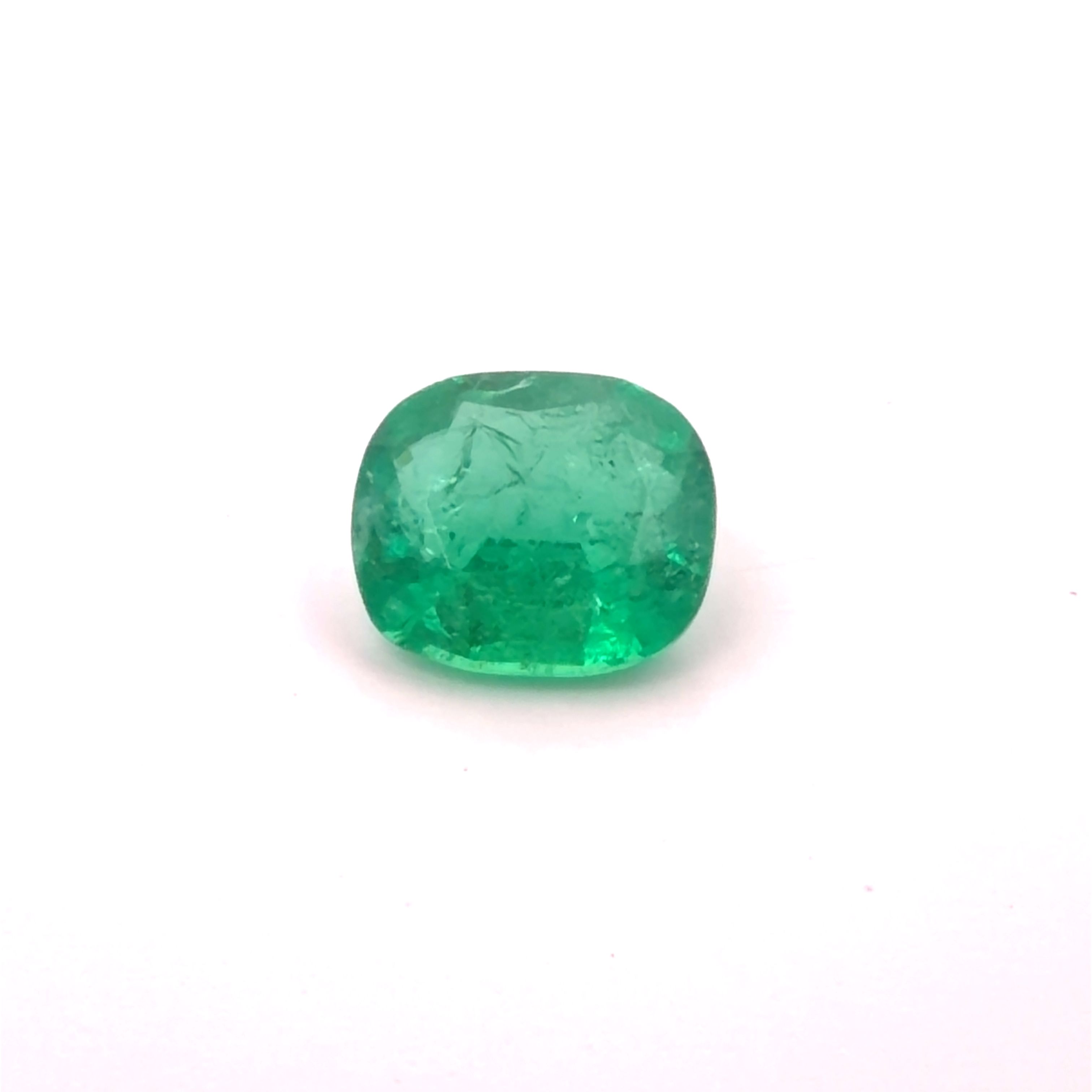 3.42 ct Cushion Green Natural Emerald