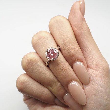 Angeli Halo Ring with Pink IGI & White LG Diamonds 1.21cts Total Weight