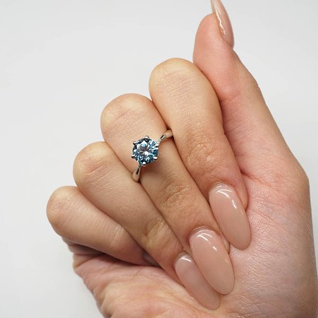 Tulip Petal Ring with Blue & White Lab Grown Diamond 1.64cts Total Weight