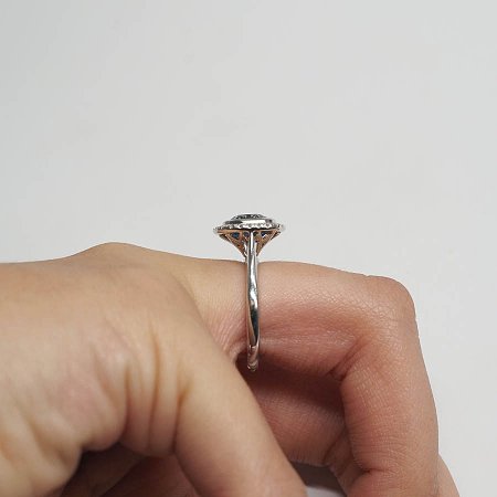 Halo Ring with Diamond & Sapphire 3.24cts Total Weight