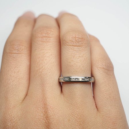 Wedding Ring with Princess & Baguette Diamonds 0.99ct Total Weight