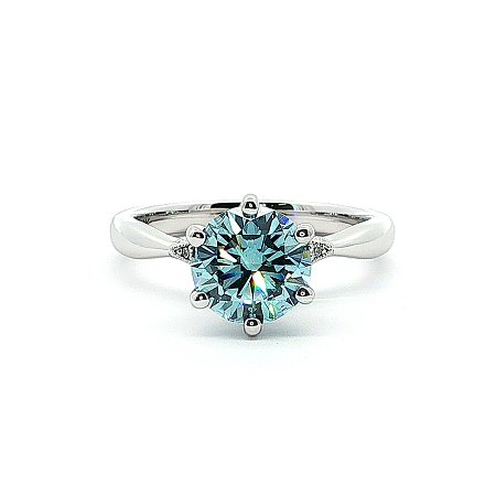 Tulip Petal Ring with Blue & White Lab Grown Diamond 1.64cts Total Weight