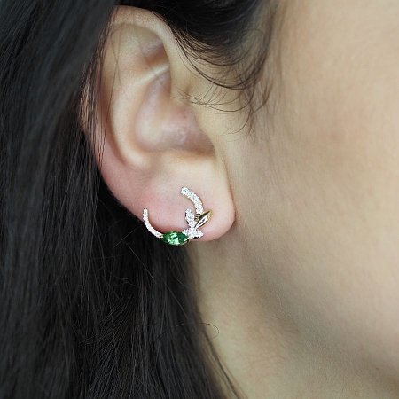 Earrings with Natural Diamonds and Tsavorite
