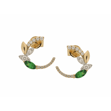 Earrings with Natural Diamonds and Tsavorite