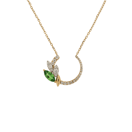 Diamond Necklace with Natural Diamonds and Tsavorite