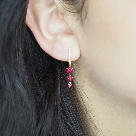 Earring Drops with Natural Rubies