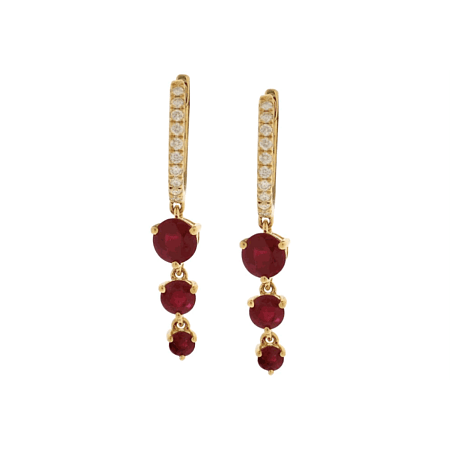 Earring Drops with Natural Rubies