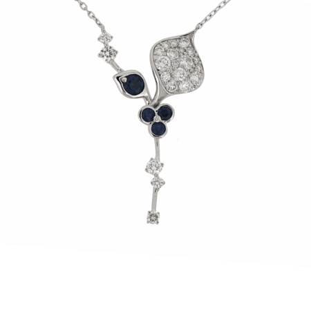 Diamond Necklace with Natural Diamonds and Natural Sapphire