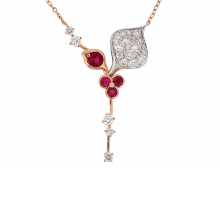 Diamond Necklace with Natural Diamonds and Natural Pink Sapphires