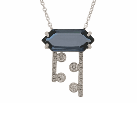 Diamond Necklace with Natural Diamond drops and Natural Blue Topaz