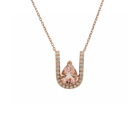 Diamond Necklace with Natural Diamonds and Morganite