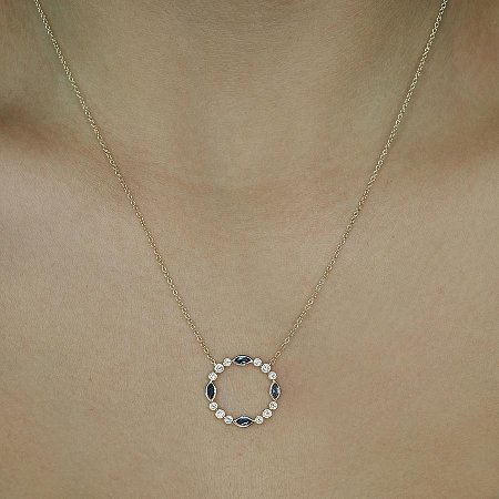 Diamond Necklace with Natural Diamonds and Natural Blue Topaz