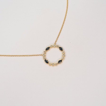 Diamond Necklace with Natural Diamonds and Natural Blue Topaz