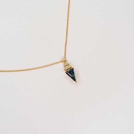 Diamond Necklace with Natural Diamonds and Natural Blue Topaz