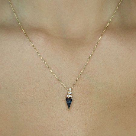 Diamond Necklace with Natural Diamonds and Natural Blue Topaz