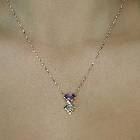 Diamond Necklace with Natural Gemstones