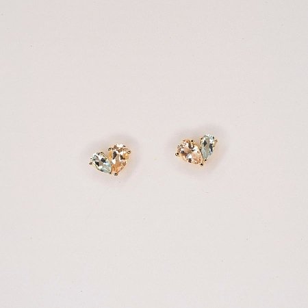 Earrings with Natural Aquamarine and Morganite Gemstones