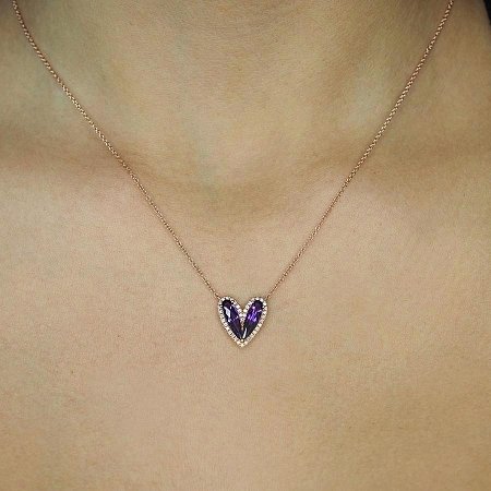 Necklace with Natural diamonds and Amethysts