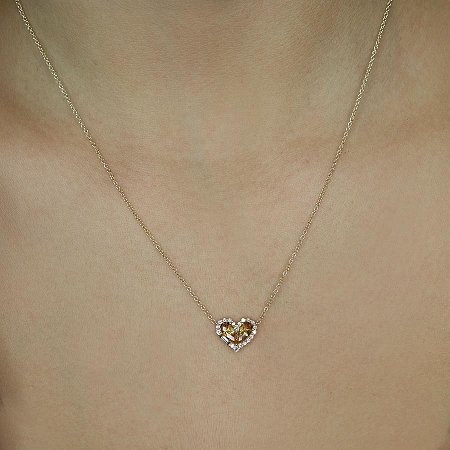 Necklace with Natural diamonds and Citrine