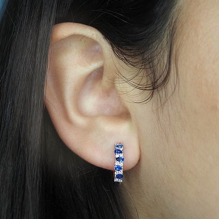 Earrings with Natural Diamonds and Natural Blue Sapphires