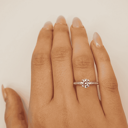 Ariel 1ct Round IGI LG Side Stones Diamond Engagement Ring