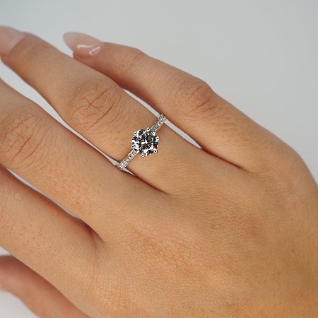 Cathedral 1ct Round IGI LG Side Stones Diamond Engagement Ring