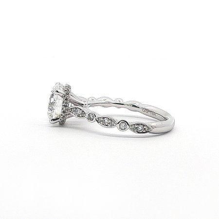 Cathedral Hidden Halo Engagement Ring with Natural Side Stones 2.18ct Total Weight