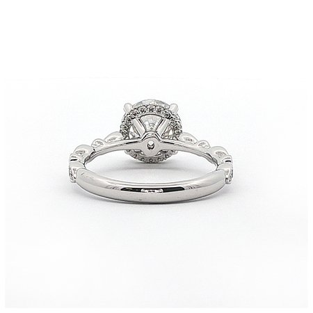 Cathedral Hidden Halo Engagement Ring with Natural Side Stones 2.18ct Total Weight
