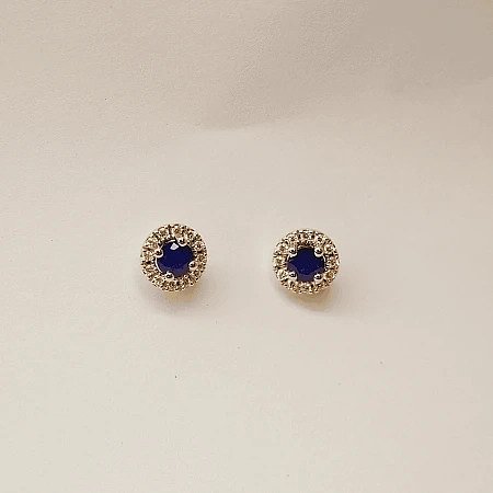 Earrings with 2 Natural Blue Sapphires 0.89ct Total Weight