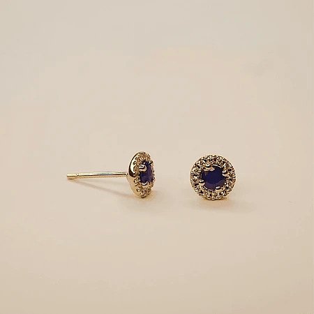 Earrings with 2 Natural Blue Sapphires 0.89ct Total Weight
