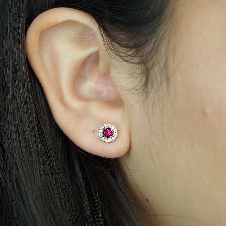 Earrings with 2 Lab Grown Rubies 0.72ct Total Weight