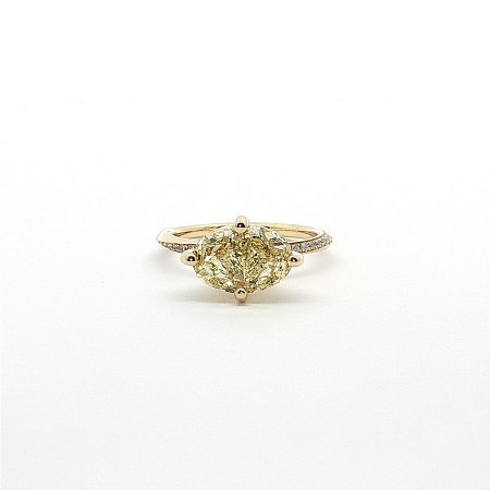 Ariel Side Stones Ring with Yellow IGI & White LG Diamonds 2.75cts Total Weight