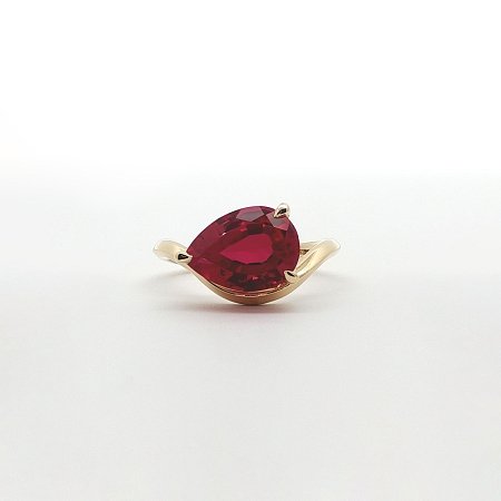 Minimal Bold Solitaire Ring with LG Red Ruby 3.68cts Total Weight